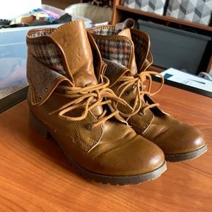 Brown faux leather booties